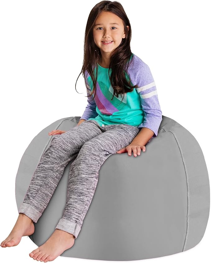 Posh Stuffable Kids Stuffed Animal Storage Bean Bag Chair Cover - Childrens Toy Organizer, X-Large 48" - Solid Pink - Image 5