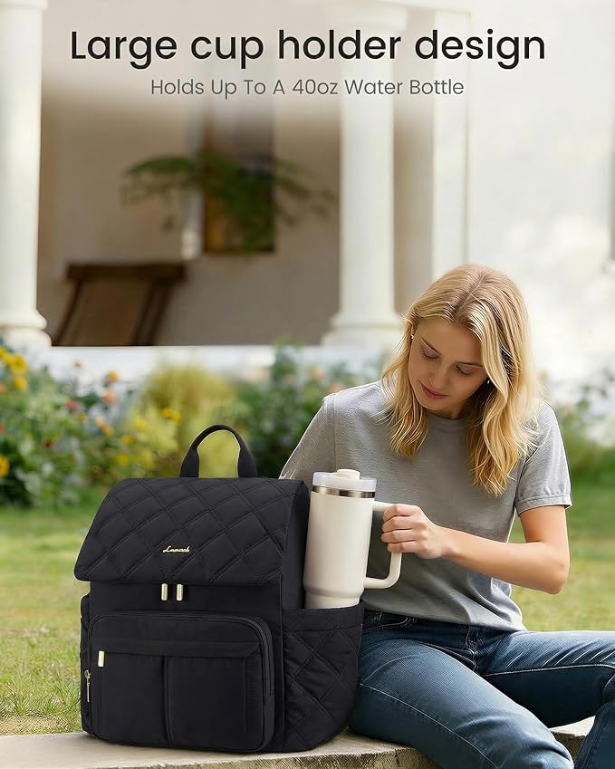 LOVEVOOK Diaper Bag Backpack With Pocket For Large Capacity Cup,Multi-Function Baby Travel Bag For Mom Dad,Waterproof Baby Bag for Boys Girls with Changing Pad,Insulated Bag,Stroller Straps,Black - Image 2