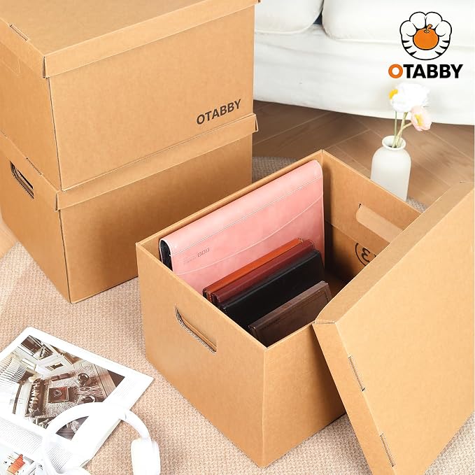 File Storage Boxes with Lids, Photo Storage, Letter/Legal Size, 4-pack | Heavy-Duty Kraft Board with 3-Ply Reinforced Walls, Handles and Lids for Long-Term File and Photo Storage,12x16x10 Inches - Image 6