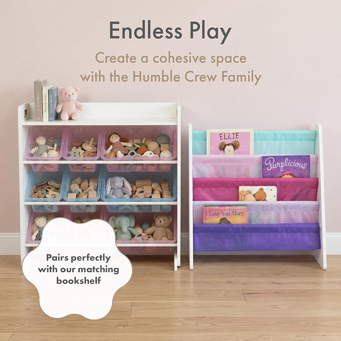 Humble Crew Kids Toy Organizer with Display Shelf, 9 Bins, 3 Tier Storage | Sturdy wood and steel toddler shelf, removable BPA-free containers, wall anchor anti-tip safety kit for bedroom or classroom - Image 8