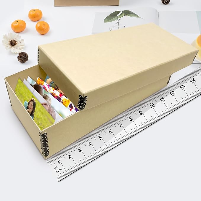 Lineco Archival Photo Card Box, Museum-Quality, 4x6x12 Inch, Tan, 2 Pack | Acid-Free with Removable Lid, Metal-Edge Corner, Bulk Storage and Preservation for Negatives, Prints, Films, Photos, Snapshot - Image 3