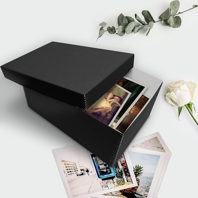 Lineco Archival Photo Card Box, Museum-Quality Storage, 5x8x12 Inch, Black | Acid-Free with Removable Lid, Metal-Edge Corner, Bulk Storage and Preservation for Negatives, Prints, Films, Photos, Snapshot - Image 5