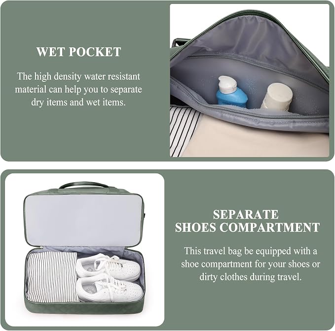 Weekender Bags for Women, Travel Duffel Bag with Shoes Compartment | Overnight Bag with Toiletry Bag, Carry on Personal Item Bag for Travel Business Trips Sport Hospital,Grid Travel Bag Set - Image 5