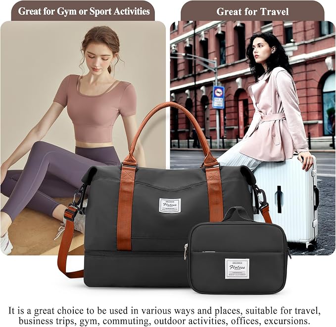 Weekender Bags for Women, Personal Item Travel Bag with Shoes Compartment | Overnight Travel Duffel Bag with Toiletry Bag, Airplane Friendly Carry-On Bag - Image 8