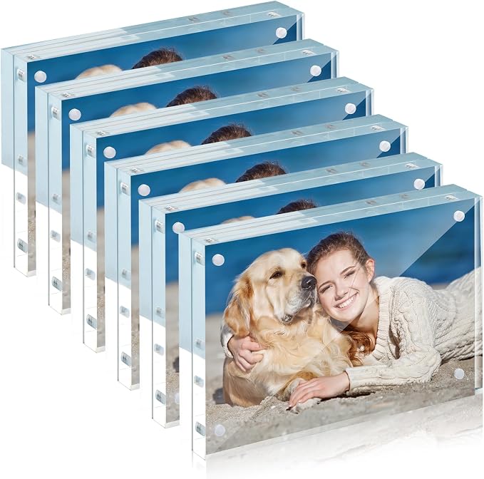 5x7 Acrylic Frame 6 Pack,20MM Thicker Frameless Clear Picture Frames | Freestanding Double Sided Magnetic Picture Frame,Acrylic Picture Frames for Desktop Display with Microfiber Cloth,Gift Ideal by TwingRepublic