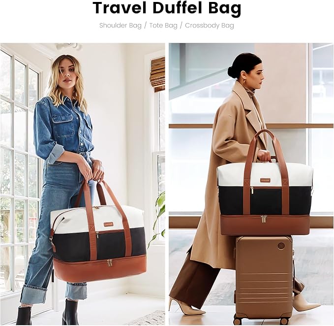 LOVEVOOK Weekender Bag for Women, Large Duffle Bag for Travel with 2 Packing Cubes, Carry on Overnight Bag with Shoe Compartment, Mom Hospital Bags for Labor and Delivery - Image 4