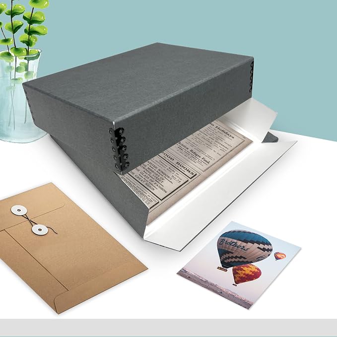 Golden State Art, Drop Front Archival Storage Box, Gray, 9.75x12.75x3 Inch | Acid-Free Museum Box with Metal Edge Corner, for Storing Artwork Photos Documents Prints Arts And Crafts - Image 9
