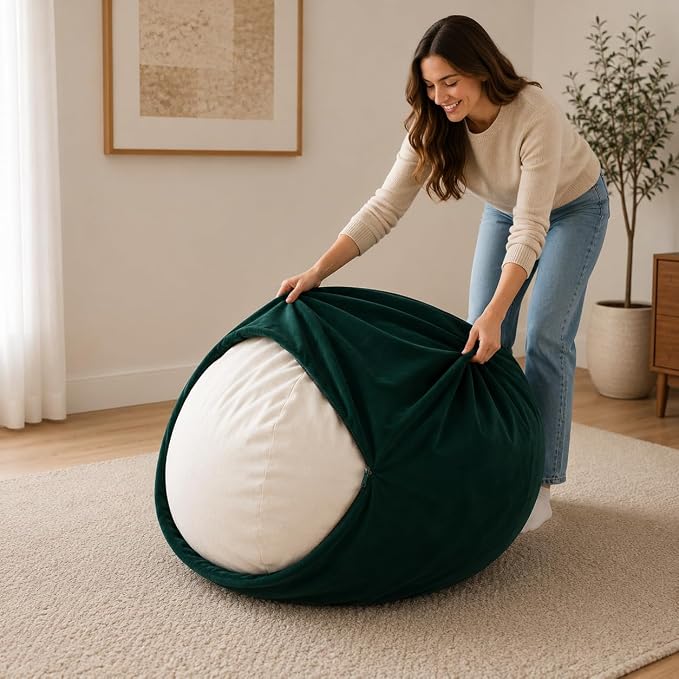 ULTIMATE SACK | 4 Ft Bean Bag Chair Replacement Cover Only | Hunter Green Suede | Removable Washable Cover only by ULTIMATESACK