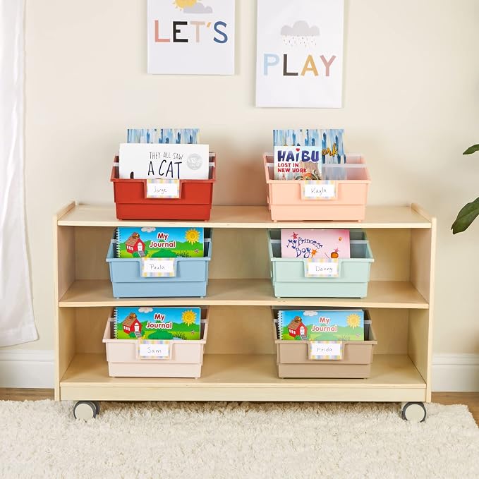 Really Good Stuff Picture Book Classroom Library Bins with Dividers, 6-Pack | Boho Colors - Image 9
