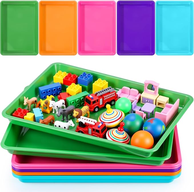 Maitys 15 Pack Plastic Art Trays 12 x 16 Inch Activity Crafts Trays Sensory Tray DIY Projects, Painting, Beads, Jewelry Office Home Organizer Arts and Crafts Supplies(Vibrant Color) by Maitys
