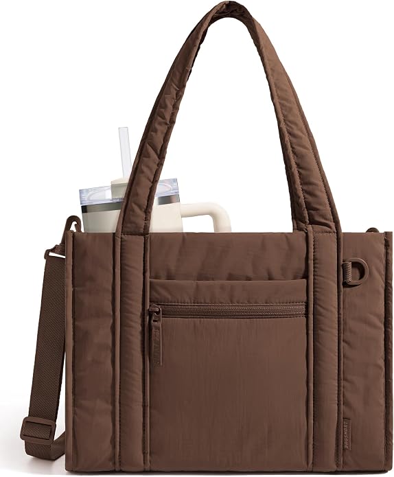 BAGSMART Boxy Tote Bag for Women, Crossbody Work Bag with Zipper | 3 Sizes Small Mini Tote Bag, Inner Tumbler Pocket Crush Bow Should Bag for Travel Work College by BAGSMART