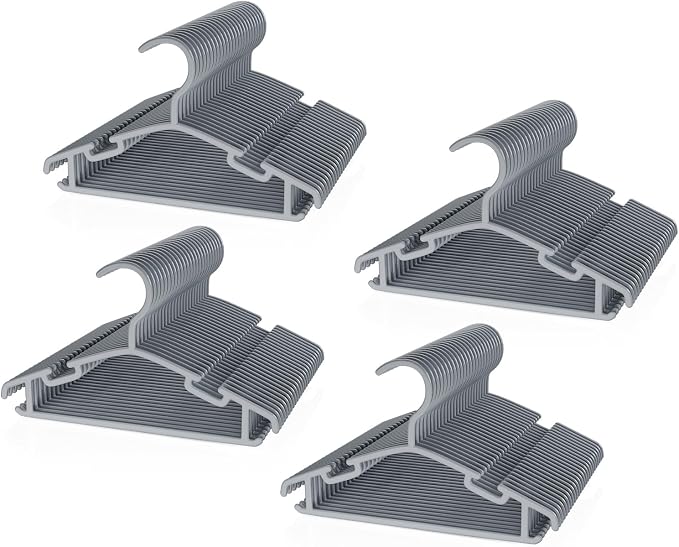 VILICK Kids Plastic Hangers, Baby Clothes Hangers for Closet 100 Packs Non-Slip Toddler Hangers for Infant Child Clothing for Pants Coats Skirts (Grey) by VILICK