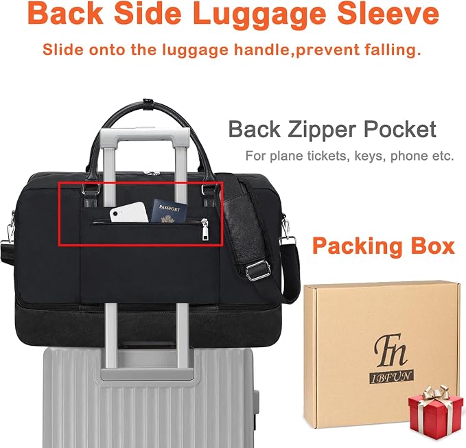 Weekender Bags for Women, 21" Travel Duffle Bag with Shoe Compartment | 3PCS Carry On Overnight Large Duffel Bag with Crossbody Bag and Toiletry Bag for Weekend Travel Gym Hospital Business Trip - Image 6