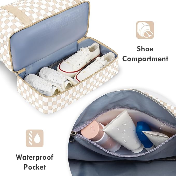 WOOMADA Weekender Overnight Bag for Women, Shoulder Travel Duffel with Shoes Compartment,Gym Bag with Toiletry Bag - Image 5