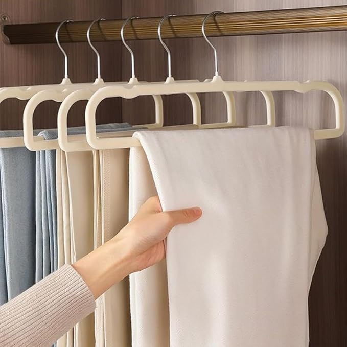 20 Pack Velvet Pants Hangers for Closet Space Saving, Thin Hanger (Beige) | 35cm(L) Heavy Duty Flocked Trouser Hangers, Durable, Clothes Hanger with Silver Swivel Hook, Jean Hangers for Women and Men - Image 2