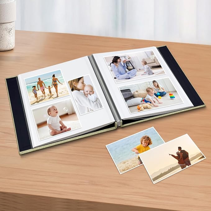 Photo Album Scrapbook – 4x6, 5x7 & 8x10 Pictures – Self-Adhesive Pages for Baby, Wedding, Travel & Family Memories | Includes Metallic Pen & Scraper/Light Matcha Large DIY Memory Book for Gifts - Image 2