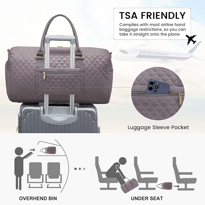 LOVEVOOK Travel Duffle Bag,Weekender Bags for Women Overnight Bag with Shoe Compartment, Carry on with Toiletry Bag,Duffel Bag with Wet Pocket,Hospital Bags for Labor and Delivery - Image 5