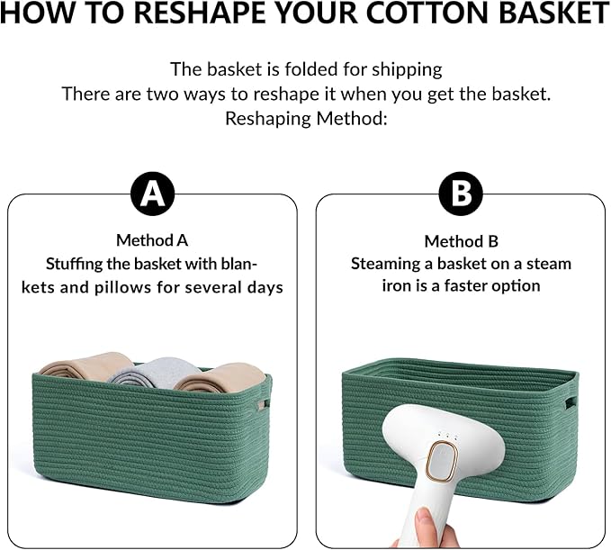 MiniArk Large Storage Baskets for Shelves, 17 x 13 x 7.5” Closet Organizers Bins for Clothes Blanket Towels, Baby Nursery, Toy Baskets Box, Woven Rope Baskets, 2 Packs Green - Image 7