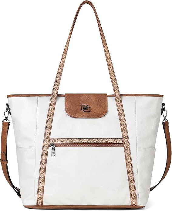 Large Laptop Tote Bag for Women Designer Leather Laptop Bag, 15.6in | Fashion Travel Backpack Purse Shoulder Handbag Fits 15.6 Laptop, Daily, Work, Business Trip, Weekend Travel, Teacher - Image 9