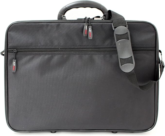 Artway A3 Art Portfolio Case - Art Storage Folder with Carry Handle/Shoulder Strap, Internal/External Pockets and Internal Securing Strap (No Rings) - Black by Artway