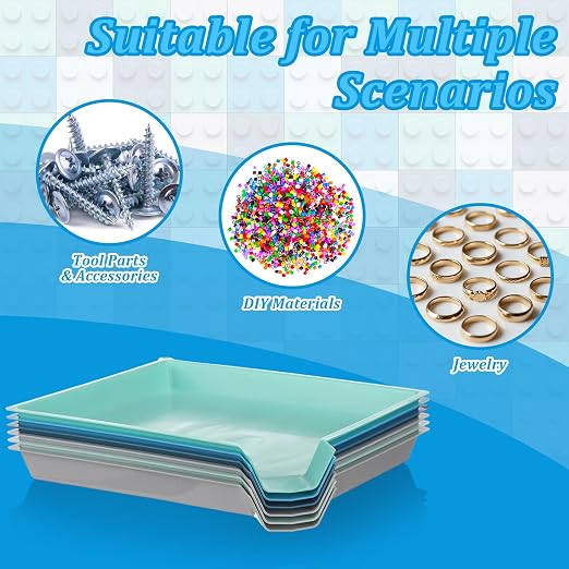 Reallnaive 6 Pcs Plastic Art Sorting Funnel Trays Quick Sorting Activity Serving Tray Stackable Craft Organizer for Classroom Beads Organizing Home Back to School DIY Project (Contemporary Color) - Image 3