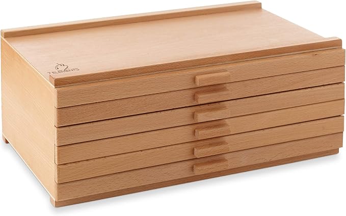 7 Elements 6 Drawer Wooden Artist Storage Supply Box for Pastels, Pencils, Pens, Markers, Brushes and Tools - Image 4