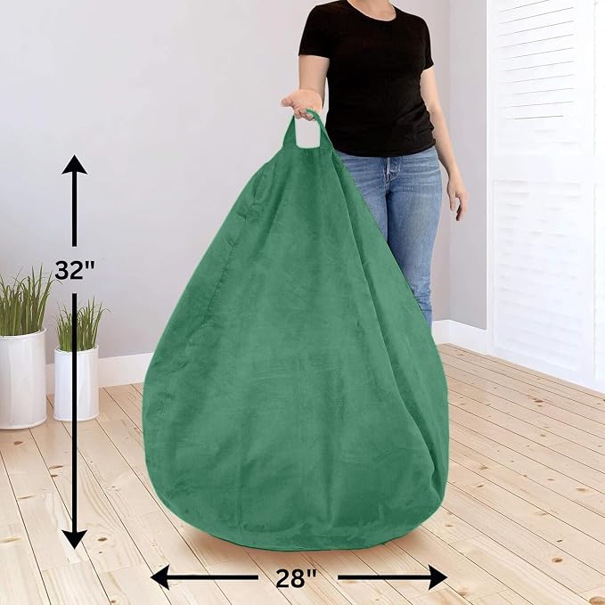 Bean Bag Stuffed Animal Storage Chair Cover (No Filler) for Kids and Adults. Extra Large Bird's Nest Beanbag Memory Foam Soft Premium (Green, 2.5 ft (Cover Only)) - Image 3