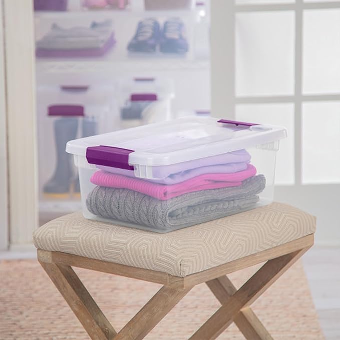 Sterilite 24-Pack ClearView Latch Box, Stackable Storage Organizer Bins for Home, 15 Quart | Clear Plastic Organizers with Color Accent Latches for Closet, Bedroom, Shelving Units, Dorm Room and Home Organization - Image 5