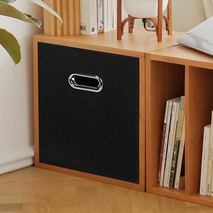 STOREONE Fabric Storage Bins Cubes Baskets Containers-(11X11X11) with Dual Handles for Shelf Closet, Nursery Home ， Bedroom Organizers, Foldable Set of 1 (black) - Image 4