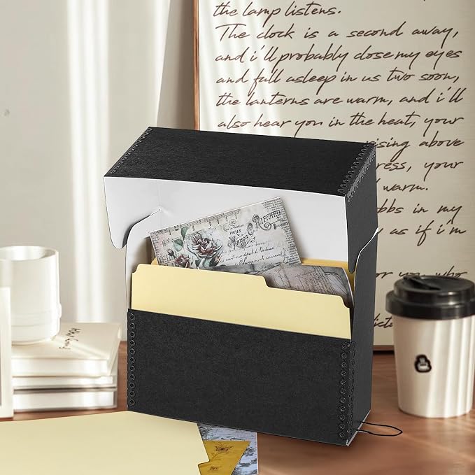 Lineco Archival Document Storage Box, Black, 12.5" x 10.5" x 5" | Letter-Sized, Metal Edge, Acid-Free Boxboard Case, Organize Files, Prints, Photos, Pack of 2 - Image 7