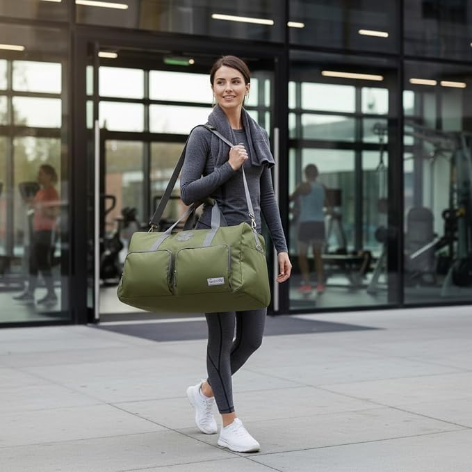 Lucky Brand Large Duffle Bag for Travel, Foldable Weekender Duffel bag | Travel Overnight Duffel bag, Adjustable Shoulder Strap, Front Zip Pockets, Spacious Capacity, Unisex Lightweight Travel Bag - Image 5