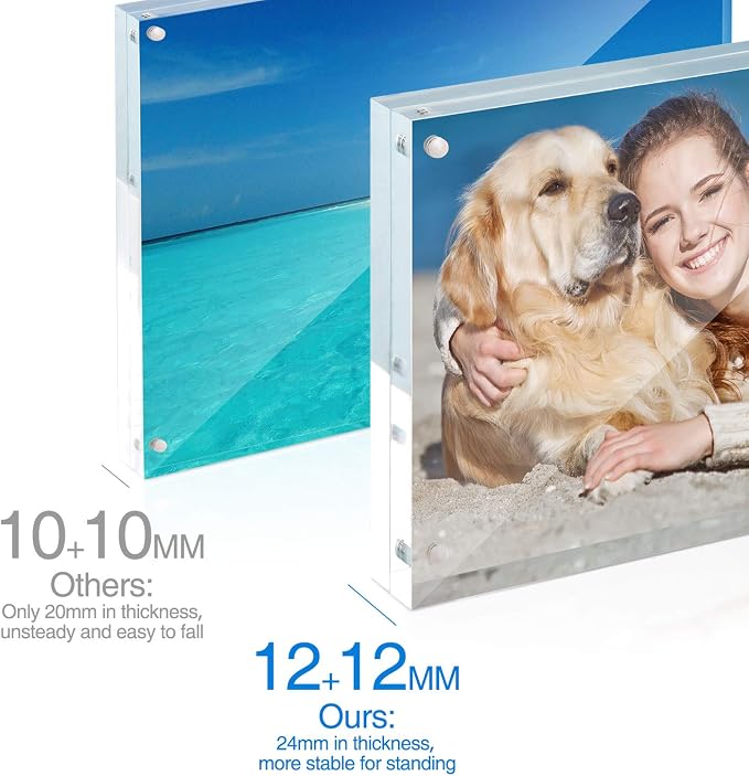 5x7 Acrylic Frame 1 Pack,24MM Thicker Frameless Clear Picture Frames | Freestanding Double Sided Magnetic Picture Frame,Acrylic Picture Frames for Desktop Display with Microfiber Cloth,Gift Ideal - Image 4