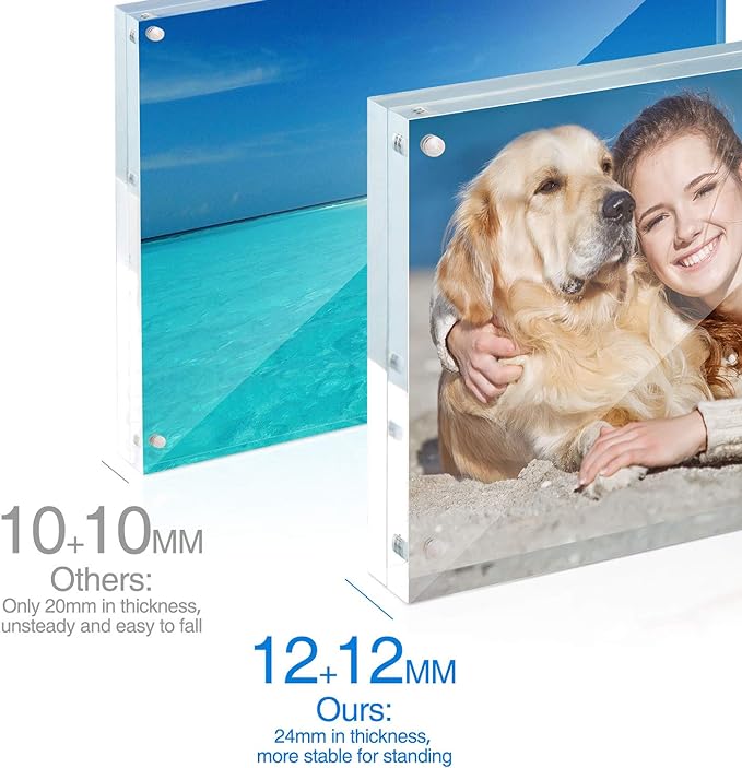 8x10 Acrylic Frame 1 Pack,24MM Thicker Frameless Clear Picture Frames | Freestanding Double Sided Magnetic Picture Frame,Acrylic Picture Frames for Desktop Display with Microfiber Cloth,Gift Ideal - Image 4