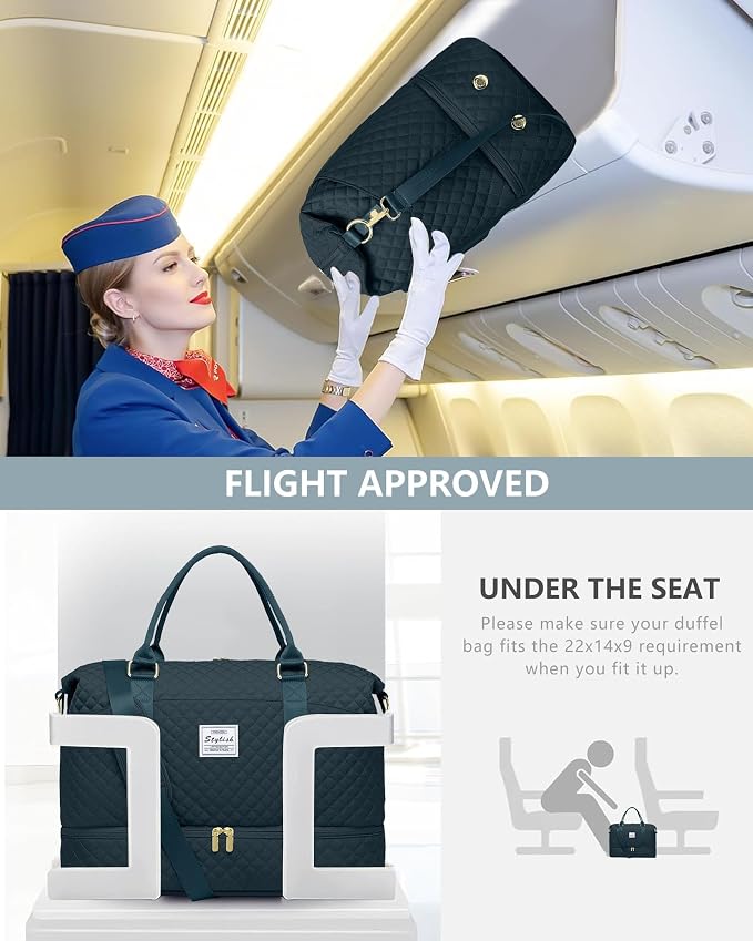 Travel Weekender Bags For Women - Carry On Duffel Bags with Shoe Compartment Overnight teal Weekender Tote Bags with Wet Pocket Gym Duffle Bag for Travel Sports Weekend Hospital Peacock Blue - Image 6