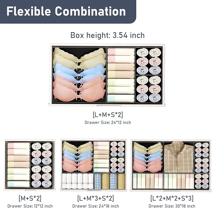 DIMJ Drawer Organizer Clothes - 30 Pack Baby Dresser Organizer for Nursery Closet Organization, Fabric Drawer Organizer Bins for Underwears Socks Bras, Foldable Storage Dividers for Bedroom - Image 4