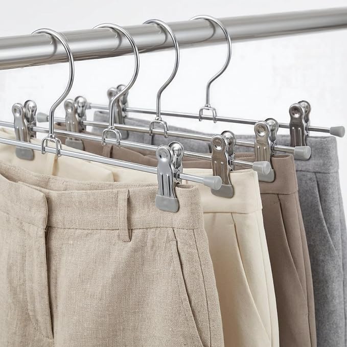 Mawa by Reston Lloyd Non Slip-Space Saving Clothing Hanger for Pant/Skirt with Two Non-Slip Clips, Style K/40D, 15.75", Set of 250, Silver - Image 8