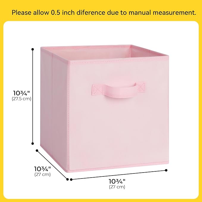 Cupic Cupid 10-Pack 11x11 Collapsible Storage Cubes, Fabric Bins, Pink | Foldable, Reinforced Front Handle, Holds Clothes, Toys, Blankets and More, Fits Closet, Shelves, Nursery, Bedroom - Image 2