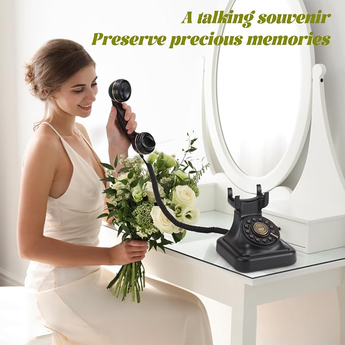 Audio Guest Book Wedding Phone can Record Customized Audio Guest Books for Weddings, banquets and Parties, and it Supports Playing Guests' Voice Message Information on the Device Itself. Black - Image 3