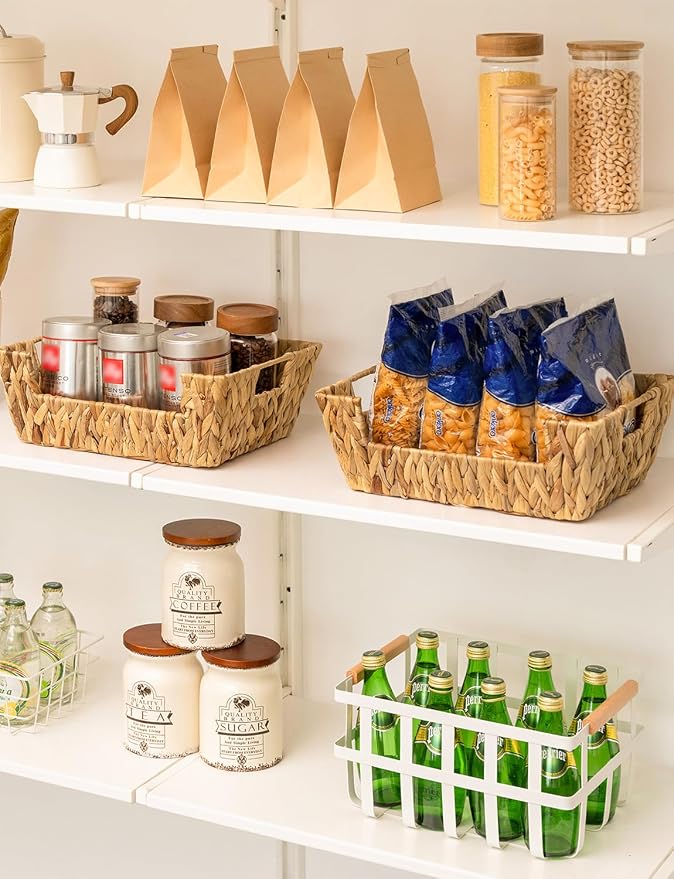 StorageWorks Pantry Baskets for Organizing, Storage Baskets, Water Hyacinth | Pantry Baskets for Patato and Onion Storage, Stackable Wicker Basket Organizer for Shelf, Woven Basket for Storage, 2-Pack - Image 7
