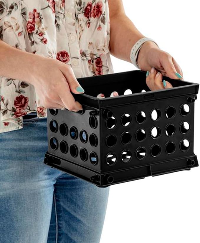 Sterilite Mini Crate, Stackable Plastic Storage Bin with Handles, Organize Home, Garage, Office, School, Dorm Room, Black, 24-Pack | Small Plastic Storage Containers, Open Top Organizer Bins for Home, Garage, Office, Classroom, Dorm, Desk & Crafts - Image 4