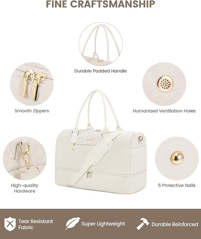 LOVEVOOK Travel Duffle Bag for Women, Weekender Overnight Bag with Shoe Compartment, Carry on Bag with Toiletry Bag, Gym Duffel Bag with Wet Pocket, Hospital Bags for Labor and Delivery 3 Pcs Set - Image 4