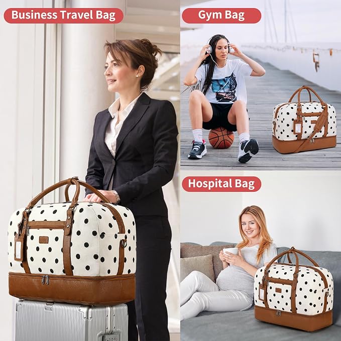 4PCS Weekender Bags for Women Large Overnight Weekend Travel Duffel Bags | Travel Bag Carry-on Tote Hospital Bag with Shoe Compartment Crossbody Toiletry Bag for Travel Business Gym Water Resistant - Image 7