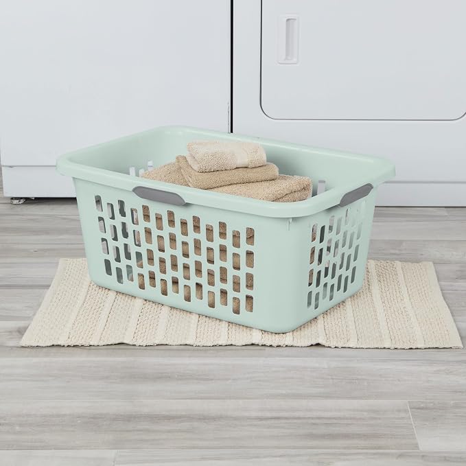 Sterilite Rectangular Laundry Basket, Plastic Clothes Hamper, 12-Pack | 2 Bushel, Mint - Ventilated Open-Top Utility Wash Bin with 4 Handles and Large Clothing Load Capacity - Image 5