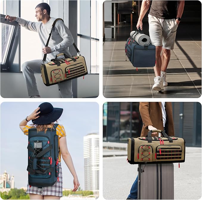 BOSSTIN Gym Bag for Men & Women, 45L-50L Expandable Sports Duffle Bag | Convertible Duffel Backpack, Comes with Toiletry Bag, Shoe Compartment & Wet Pocket, for Workout, Weekender, Overnight Travel - Image 6