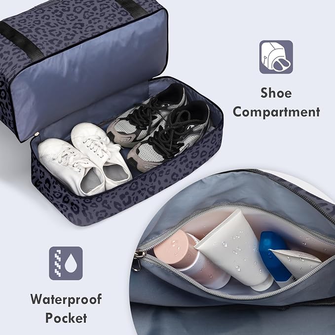 WOOMADA Weekender Overnight Bag for Women, Shoulder Travel Duffel with Shoes Compartment,Gym Bag with Toiletry Bag - Image 5