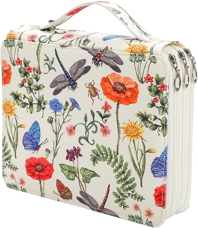 120 Slots Colored Pencil Case Organizer 3-Layer | Twill Oxford fabric Pencil Case Holder with Handle Strap Pencil Box Large for Colored Pencils Watercolor Pencils by Lbxgap