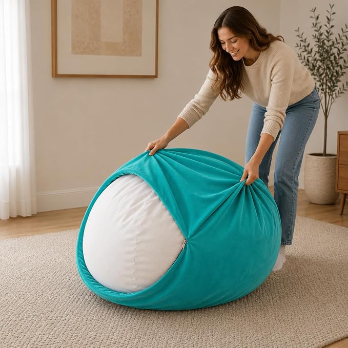 ULTIMATE SACK | 4 Ft Bean Bag Chair Replacement Cover Only | Teal Suede | Removable Washable Cover only by ULTIMATESACK