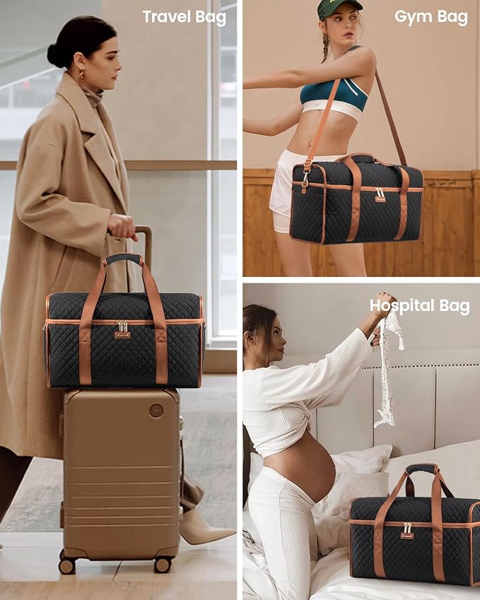 LOVEVOOK Travel Duffle Bag - Weekender & Overnight Bag with Toiletry & Wet Pocket, Carry-On Size, 3pc Set - Image 6