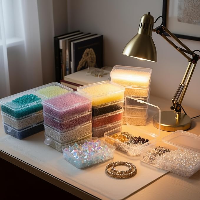 Rectangular Clear Plastic Storage Containers, 12 Pack | 4.5 x 3.3 x 1.1 inch, Hinged Lid, For Beads and Small Craft Items - Image 5