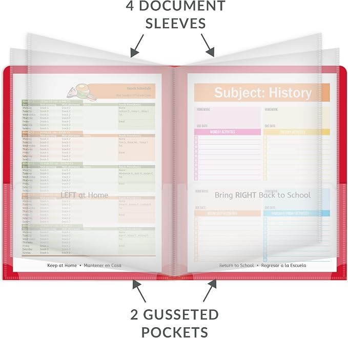 C-Line Classroom Connector™ Multi-Pocket School-to-Home Portfolio, Red, 15/BX (32304), 9.5 x 11.75 x 0.25 - Image 7